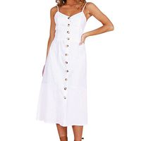 KYLEON Maxi Women's Dresses Summer Floral Bohemian Spaghetti Strap Button Down Swing Midi Dress with Pockets