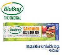 BioBag Resealable Compostable Sandwich Bags, 25 Count
