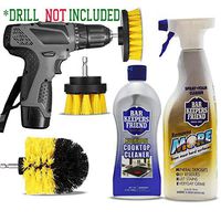 Bar Keepers Friend Cooktop/Glass Stove Top Liquid Cleaner kit & BKF More Spray Cleanser & Drill Brush Power Scrubber Attachment Scrub Brushes Set for Heavy Duty Cleaning.