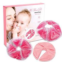 Breast Therapy Pads Breast Ice Pack, Hot Cold Breastfeeding Gel Pads, Boost Milk Let-Down with Gel Bead Pads, 2 Count, 2 Cover,Pink