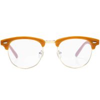 AZORB Retro Blue Light Blocking Computer Glasses Semi-Rimless Eyeglasses Frame Horn Rimmed (Bamboo Frame)