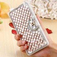 Amocase Wallet Case with 2 in 1 Stylus for Galaxy S7 Edge G935,Luxury 3D Handmade Square Diamond Crystal Rhinestone Bowknot Magnetic Stand Leather Case for Samsung Galaxy S7 Edge G935 - Rose Gold