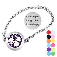 Supreme glory Women Girls Aromatherapy Bracelet Flower Stainless Steel Essential Oil Locket Bangle Diffuser Jewelry