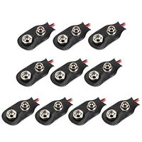 uxcell 10pcs DC 9V Battery Clip I-Type Buckle Connector Faux Leather Housing Lead Wire 14.5cm Length