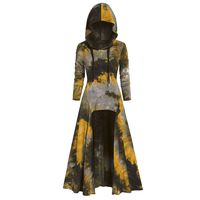 Womens Gothic Punk Asymmetric Hem Long Sleeve Loose Hoodies Dress Cloak Costumes Vintage High Low Sweatshirts Tunic Tops (Green -Plus Size Vintage Cloak, 3XL)