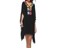 MOM Beach blouse sun protection shirt loose large size women's T-shirt blouse,black,Average code