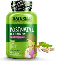 NATURELO Post Natal Multivitamin - Whole Food Postnatal Supplement for Breastfeeding Women - Organic Herbs to Boost Milk Supply - Vitamin D, Folate, Calcium - Best for Nursing Mother, Baby - 180 Caps