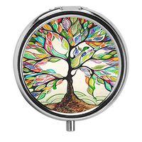 Imiao Pill Organizer Pill Box with 3 Components Metal Portable Vitamin Pill Case for Pocket,Purse,Daily Needs and Travelling (Life Tree)