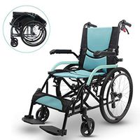 All AID Attendant-Propelled Wheelchair Self Propelled Wheelchair Folding Footrest, Armrest Lightweight Transit Travel Comfort Wheel Chair Portable With Double Brake Can Bear 100kg (green) lightweight