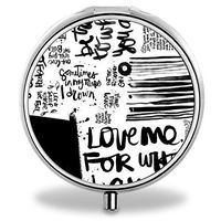 Word Pill Case, Round Stainless Drug Organizer Container Medicine Cover for Pocket Daily&Weekly