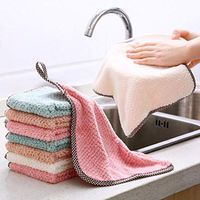 Goodfans Home Kitchen Double Side Coral Fleece Dish Washing Cleaning Cloth Towel Rag Wipe Sponges