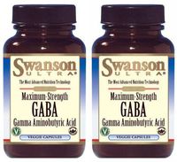 Swanson Ultra Max Strength GABA (Gamma Aminobutyric Acid) 750 mg 60 Veggies Capsules (Two Bottles each of 60 Veggie Capsules)