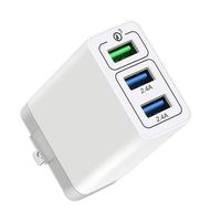 USB Wall Charger,30W [ QC 3.0 + 2 USB ] Fast Adapter,Portable 3 Ports Travel Charger,Quick Charge 3.0 AC Fast Charging Block Plug Compatible with iPhone,Samsung,Huawei,Tablet,iPad,LG,HTC More