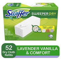 Swiffer Sweeper Dry Mop Pad Refills for Floor Mopping and Cleaning, All Purpose Floor Cleaning Product, Lavender Vanilla and Comfort Scent, 52 Count