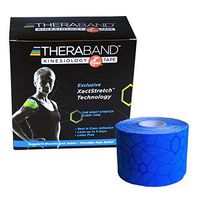 TheraBand Kinesiology Tape, Waterproof Physio Tape for Pain Relief, Muscle & Joint Support, Standard Roll with XactStretch Application Indicators, 2" X 16.4" Roll, 6 Pack, Blue/Blue