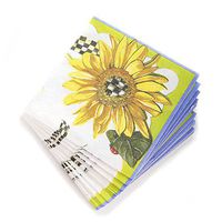 MacKenzie-Childs Sunflower Paper Cocktail Napkins, Yellow & Green (40 Count)