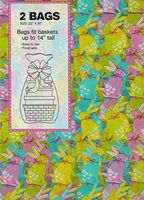2-Pack Easter Gift Wrap Multicolor Bunnies Cellophane Easter Basket Bags, 22-Inch x 30-Inch
