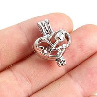 5PC Pearl Beads Cage Rose Love Heart Open Locket Pendant 2418MM DIY Necklace Prom Bright Cute Lovely Elegant Jewerly Aesthetic Fashionable Womens Comfortable