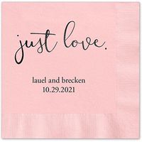 Canopy Street Just Love Personalized Luncheon Napkins - 100 Blush Pink Paper Coined Napkins with a Choice of foil. 6 1/2'' x 6 1/2'' Folded, Made in The USA