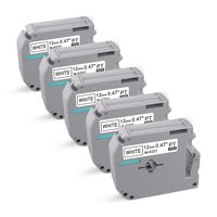 Ptouch M Tape Cartridge 0.47 Inch MK231 M-K231 M231 MK-231 Label Tape 12mm 26.2ft 1/2-Inch Black on White for Brother P-Touch Label Maker PT-90 PT-M95 PT-70BM PT-70 PT-65 PT-85 PT-45 5-Pack