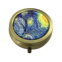 LCTCKP Vincent Van Gogh Starry Night Custom Fashion Hot Bronze Pill Box Western Medicine Tablet Decorative Box