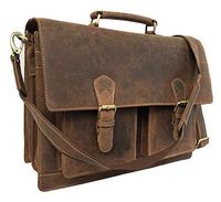 Leather Laptop Messenger Bag Vintage Briefcase Satchel for Men and Women- 16 Inch by Vintage Couture (Matte Brown)