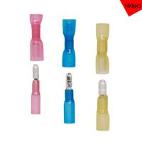 SaferCCTV Heat Shrink Fully-Insulated Bullet Butt Connectors,160pcs Waterproof Female & Male Electrical Crimp Butt Splice Terminals