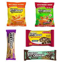FITCRUNCH Sample Box, Sample Protein Snack Box, Products designed by Chef Robert Irvine, Snack Size Protein Bar, Protein Brownie, Protein Puffs & Full Size Protein Bar, High Protein, Low Carb (5 Pack)