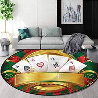 RUGSMAT Poker Tournament Print Area Rug,Fortune Card Stack Non Slip Rug Diameter-47