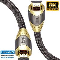 IBRA Luxury 2.1 HDMI Cord 8K Ultra High-Speed 48Gbps Lead | Supports 8K@60HZ, 4K@120HZ, 4320p, Compatible with Fire TV, 3D Support, Ethernet Function, 8K UHD, 3D-Xbox Playstation PS3 PS4 PC etc- 5Ft