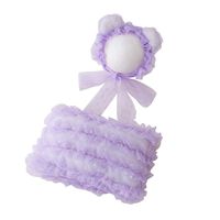 Baby Photography Props Lace Hats Posing Aid Newborn Girl Photo Shoot Outfits Infant Hat Posing Accessories Set (Purple)