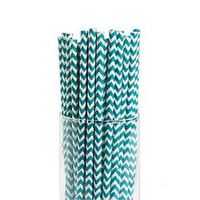 Paper Straws - Biodegradable Disposable Plastic Party Decorative straws (24, Turquiose Chevron)
