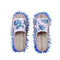 Frjjthchy Dust Cleaning House Mop Slippers Microfiber Shoes for Kitchen Bedroom (Women 10-11.5/Men 8-9.5, Blue)