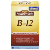 Nature Made Maximum Strength Vitamin B-12 Soft gel, 5000 mcg 60 Count (Pack of 2)