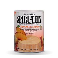 NaturesPlus SPIRU-TEIN Shake - Peaches & Cream Flavor - 2.2 lbs, Spirulina Protein Powder - Plant Based Meal Replacement, Vitamins & Minerals for Energy - Vegetarian, Gluten-Free - 30 Servings