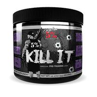 Rich Piana 5% Nutrition Kill IT Pre Workout Drink Powder w/Creatine, Jitter-Free Caffeine, NO-Booster, Beta Alanine for Focus, Pump, Endurance, Recovery, 11.11oz/315g, 30 Servings, (Grape Bubble Gum)