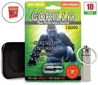 Green Gorilla 18000 (10 Caps) Male Performance, Energy, Enhancement, and Endurance Bundle with Accessories (13 Items)