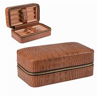 6 Cigar Travel Humidor - Cedar Wood Portable Cigar Leather Humidor Box with Humidifier - Removable Cedar Tray