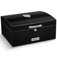 Jia Xing Professional Carbon Fiber Black Cigar Box Cigar Box Moisturizing Box Solid Wood Paint Insect-Proof Alcohol Hygrometer Internal Capacity 120 Cigar Box