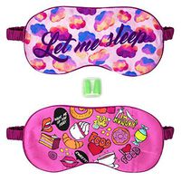 Sleeping Mask for Travel - 100% All Natural Silk Eye Mask - Reversible Wake/Sleep Fun Blindfold Design for Airplane Travel Plus Free Earplugs
