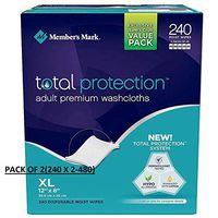 Member's Mark Adult Washcloth Disposable Moist Wipes - 12 X 8-240 Pk (Pack of 2 (240-Count).)