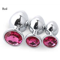 Metal Massage Plug Small Large Size for Beginners AnAles Toy Trainer Tool Smooth Surface (Red)