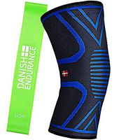 DANISH ENDURANCE Knee Support Sleeve Including Exercise Band (Small)