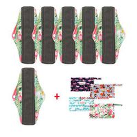 OHBABYKA Washable Reusable Bamboo Sanitary Napkins Pads for Women,Super-Absorbent, Soft and Comfortable (M, B-BW-7)