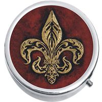 Bronze Fleur de Lis Medicine Vitamin Pill Box
