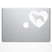 The Decal Guru Heart German Shepherd Decal Vinyl Sticker, 13" MacBook Pro (2016 & Newer Models), White (1382-MAC-13X-W)