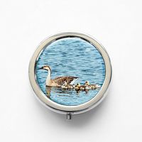 RhyNSky Animal Wild Goose Mini Portable Pocket Pill Box Case Holder for Purse, 3 Compartments, Silvery, FS229