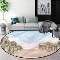 Western Round Area Rugs Living Room,Sandy Empty West Village Area Rug - Perfect for Any Place Diameter-51