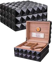 Cigar Humidor Case with Humidifier and Hygrometer, Black Galaxy, Spanish Cedar Wood (Holds Up to 100-125 Cigars)