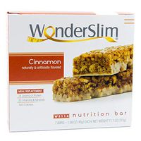WonderSlim Meal Replacement Protein Bar - Low Carb Nutrition Bar for Women & Men - Cinnamon - High Fiber, KETO Friendly, Gluten Free, Weight Loss Diet Snack Bar (7ct)